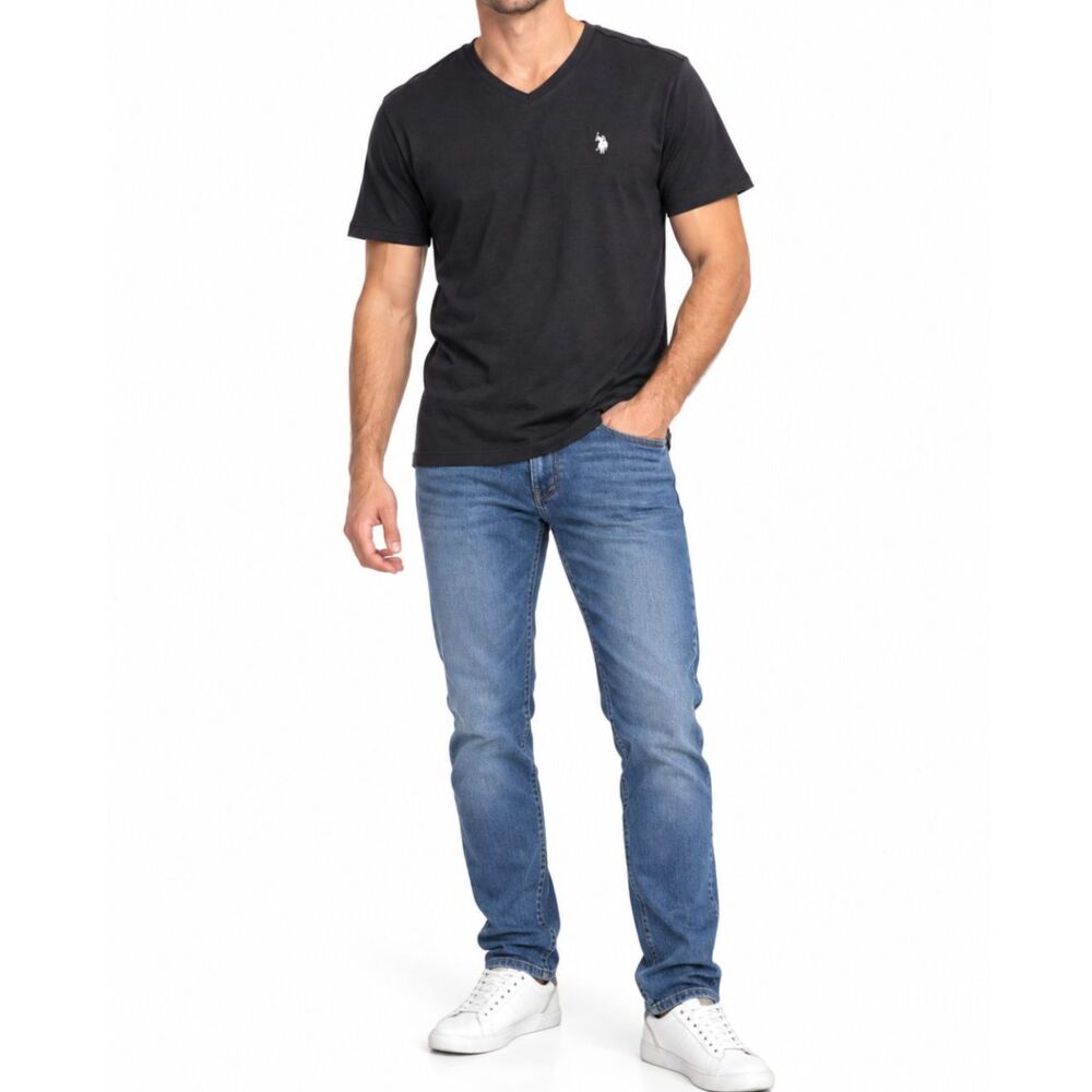 U.S. Polo Assn. Men’s V-Neck T-Shirt in Black | Size Medium